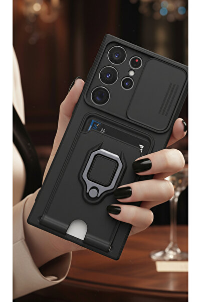 TechTrove Samsung Galaxy S25 Ultra Kılıf Kamera Koruma Sürgülü Kartvizitli Ka...
