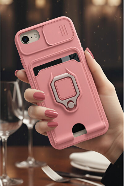 TechTrove iPhone 6 Kılıf Kamera Koruma Sürgülü Kartvizitli Kartlıklı Standlı ...