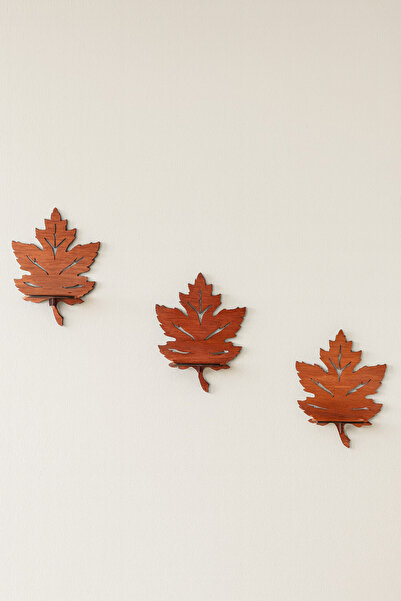 3-Piece Wooden Wall Ornament Shelf Leaf Candle Holder Wall Decor Sconce Table Object