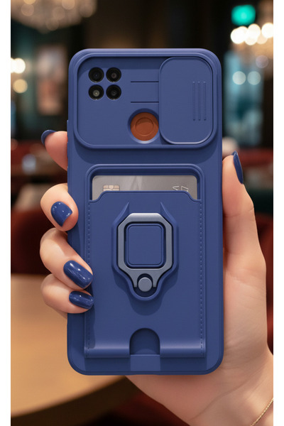 TechTrove Xiaomi Redmi 9C Kılıf Kamera Koruma Sürgülü Kartvizitli Kartlıklı S...