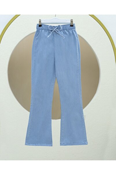 Modamorfo Flared lace detailed jeans - light blue