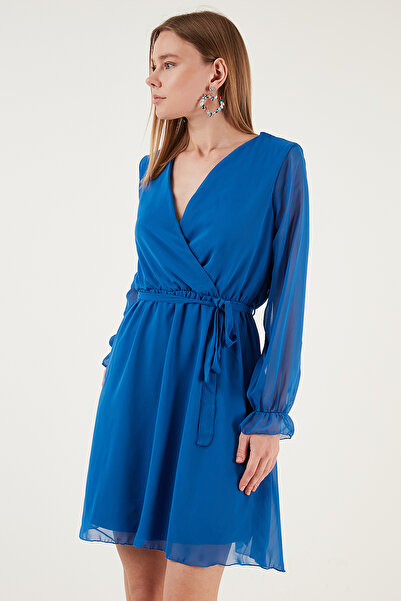 Lela decolteu petrecut în V Rochie mini de seară din șifon cu detaliu de legare ROCHIE 6051467