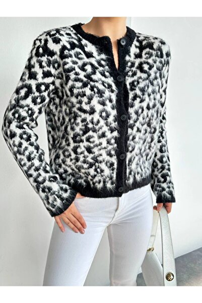 Jose Clothing Вибірковий леопардовий візерунок, ефект вовни, довгі рукави, трикотажний піджак