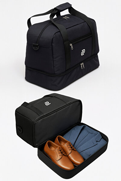 KAFF Siyah Unisex Alt Fermuar Körüklü Omuz Askılı Hastane Çantası Bavul & Valiz & Seyahat Çantası