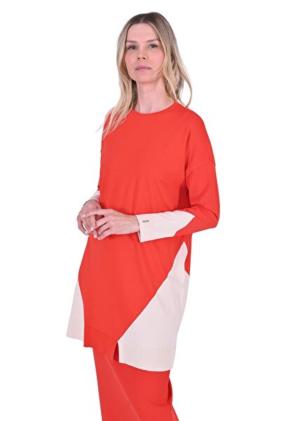 Invee Gometric Knitwear Tunic Oranj