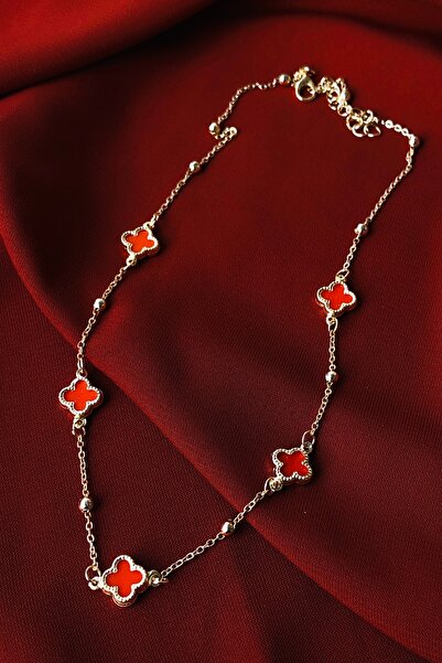 Bonicce قلادة من الفولاذ المقاوم للصدأ مكونة من 4 أوراق شجيرة لا تبهت