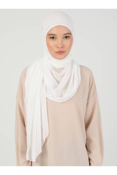 ec ecardin Chiffon Shawl - Self-Hijab Model - Cream - (St100), (Id 2910005)