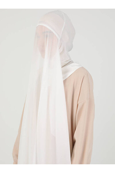 Ecardin شال من قماش الشيفون الفاخر مع حجاب - ست 100 كريم