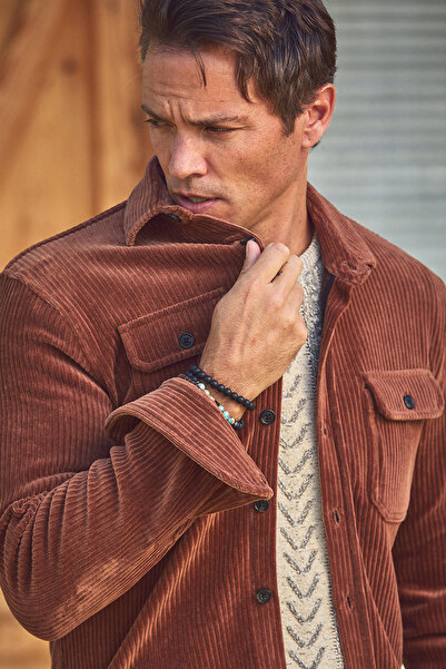 SMILE Gunnar Tile Cotton Velvet Outer Shirt