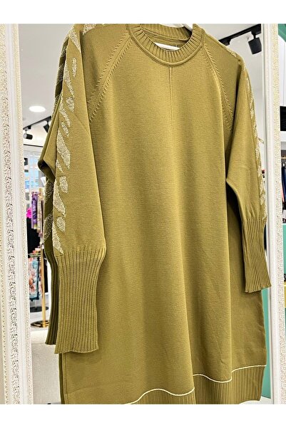 MRM MERAM BUTİK Dna Silvery Sleeve Mercerized Tunic - Oil Green - 2