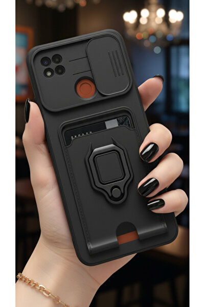 TechTrove Xiaomi Redmi 9C Kılıf Kamera Koruma Sürgülü Kartvizitli Kartlıklı S...