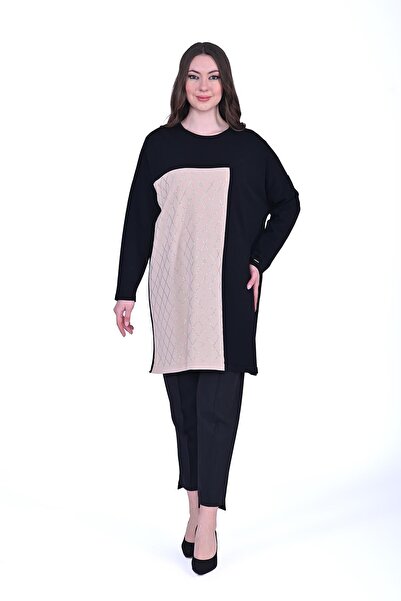 Invee Baklava Stone Knitwear Tunic Black