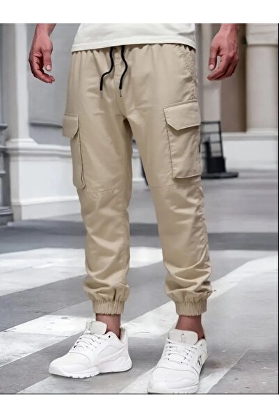 SERAZAT Cotton Cargo Pants Stretch Fabric Side Pocket Trousers