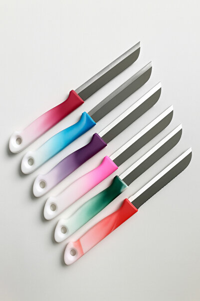 prokitchen Solingen Ebruli Karışık Renkli Tırtıklı 6 Adet Meyve Sebze Bıçağı ...