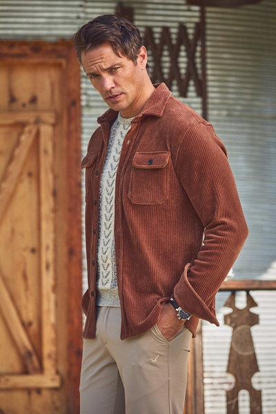 SMILE Gunnar Tile Cotton Velvet Outer Shirt