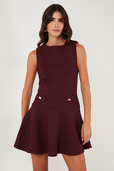 Lela Cotton Regular Fit Crew Neck Button Detail A-Line Mini Evening Dress Dress 6525687