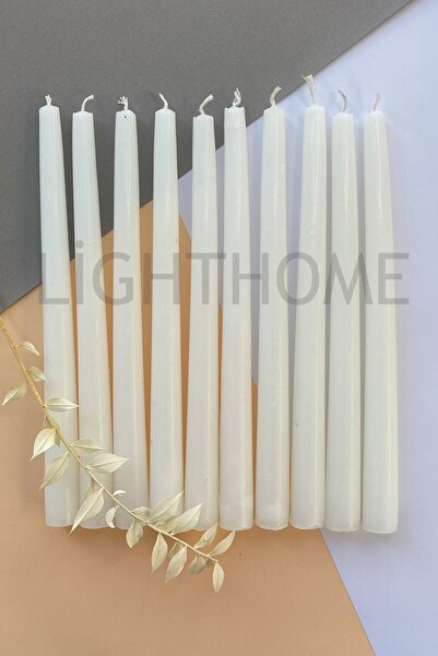 LightHome İnci Model 10 Lu Özel Tasarım Beyaz Renkli Şamdan Konik Mumu Hediye...