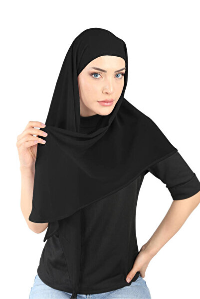 Ecardin Έτοιμο οβάλ κασκόλ από ύφασμα σιφόν Boneli - St 103 Μαύρο