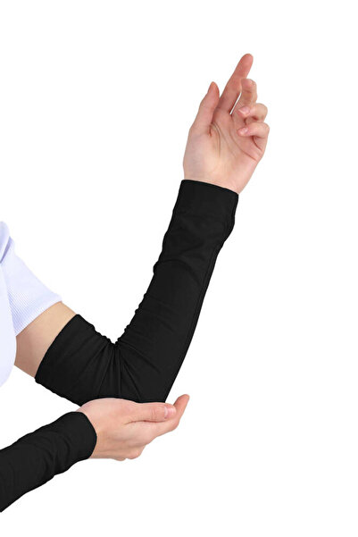 Ecardin Practical Hijab Combed Cotton Sleeves - Black Prayer Sleeves