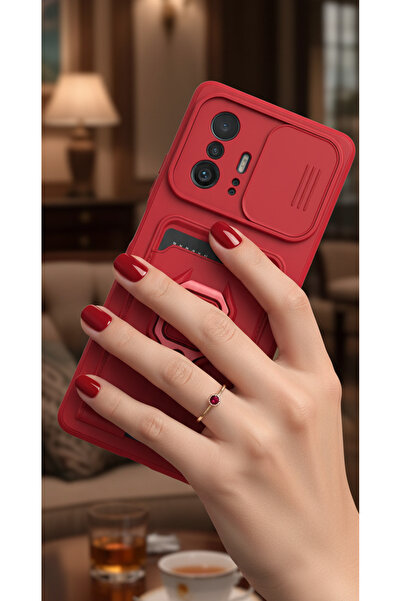 TechTrove Xiaomi Mi 11T Pro Kılıf Kamera Koruma Sürgülü Kartvizitli Kartlıklı...