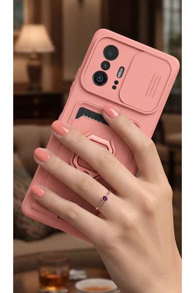 TechTrove حافظة هاتف Xiaomi Mi 11T حماية للكاميرا قابلة للانزلاق مع حامل بطاق...