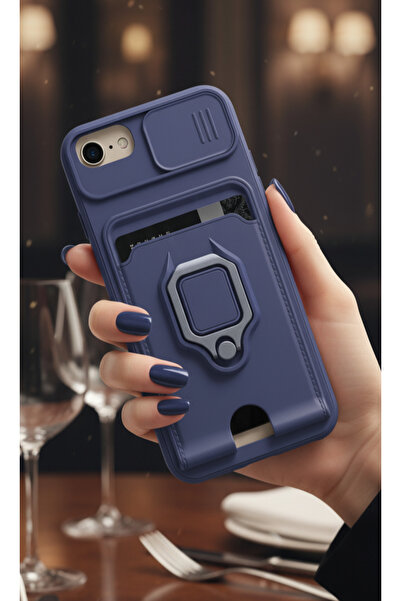 TechTrove iPhone 6 Kılıf Kamera Koruma Sürgülü Kartvizitli Kartlıklı Standlı ...