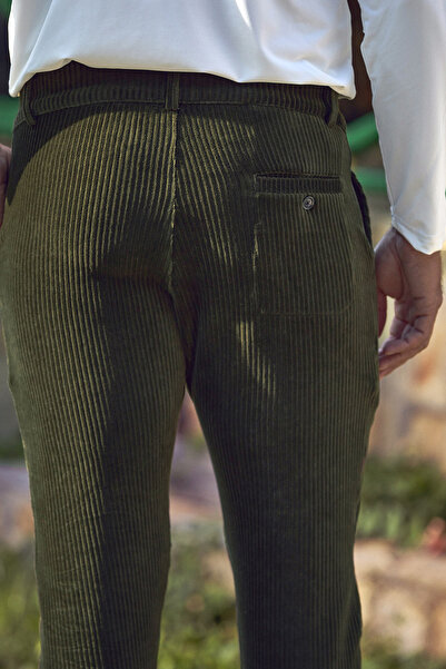 SMILE Kobe Green Cotton Velvet Trousers