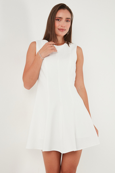 Lela Regular Fit Crew Neck Flared Mini Length Evening Dress Dress 6525647