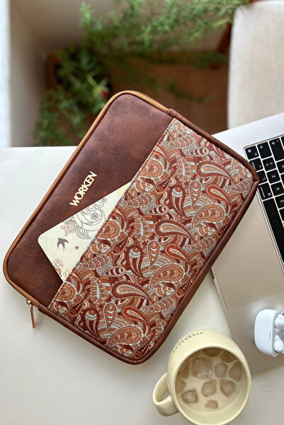 worken 11-11.5 Inch Tablet Case, Briefcase, Waterproof, Anti-Knock, Fall Shawl Pattern, Tan