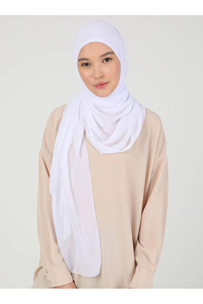 Ecardin Premium Hijab Chiffon Fabric Shawl - St 100 Λευκό