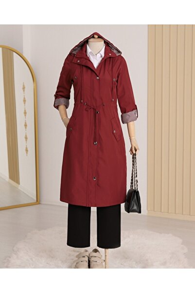 Modamorfo Тренч з підкладкою в смужку - бордовий