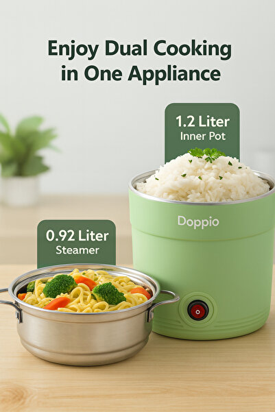 DOPPİO Electric Kettle for Noodles – Compact 500ml Multi-Purpose Kettle (Green)