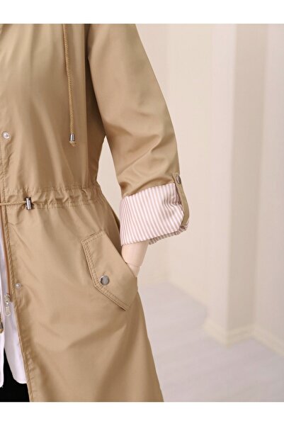 Modamorfo Trenčkot s norkovou pruhovanou podšívkou