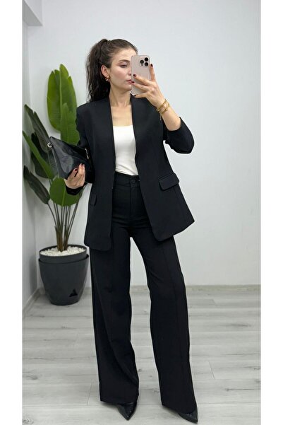 TUNAM BUTİK 1083 Blazer Jacket Pants Suit Black