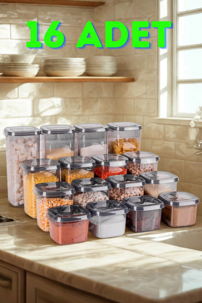 SUPERPUP 16-Piece Anthracite Storage Container Set with Spoon Gift