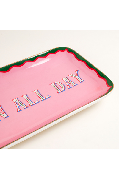 Zsa Zsa Zsu Luohu Porselen Servis Tabağı 22x11x2 Cm Pembe