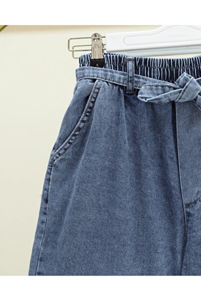 Modamorfo Wide Leg Elastic Waist Belted Jeans