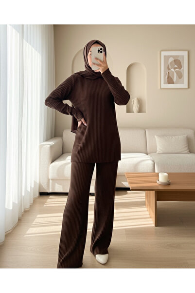 Modamorfo Braunes Camisole-Set mit Rundhalsausschnitt