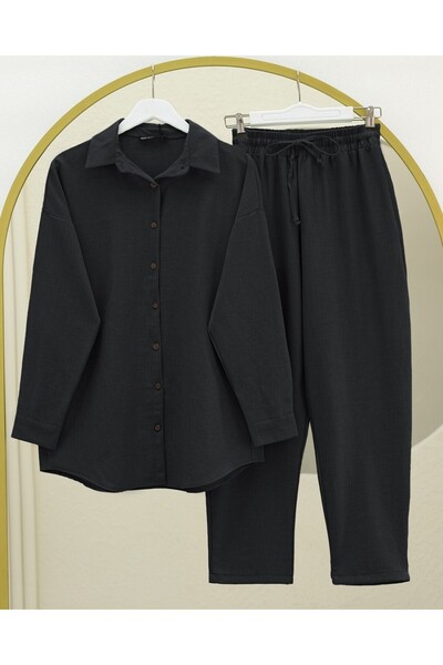 Modamorfo Black Buttoned Trousers Shirt Set