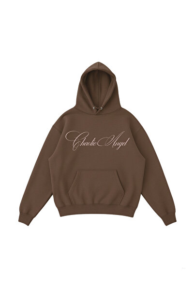 WHITE OF CREATIVE Kadın Chaotic Angel Yazılı Baskılı Hoodie