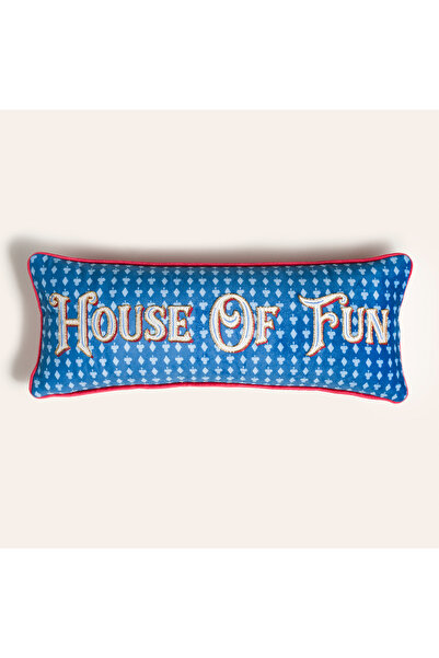 Zsa Zsa Zsu Hansı Dijital Baskılı Nakışlı Dolgulu Kırlent 20x55 Cm Mavi