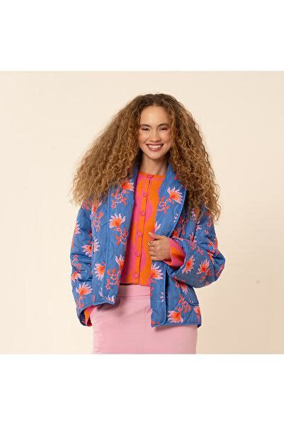 Zsa Zsa Zsu Tarabya Dijital Baskılı Puffer Ceket - Lacivert