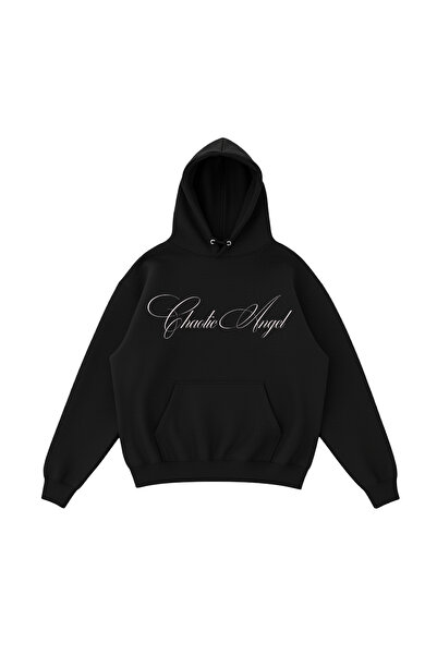 WHITE OF CREATIVE Kadın Chaotic Angel Yazılı Baskılı Hoodie