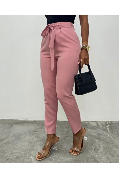 Modamorfo Belted Ankle Pants -Powder