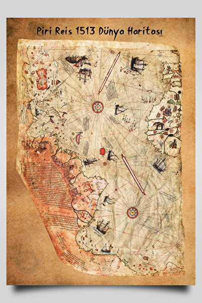 HariTasarım Piri Reis 1513 Dünya Haritası Çerçevesiz Poster