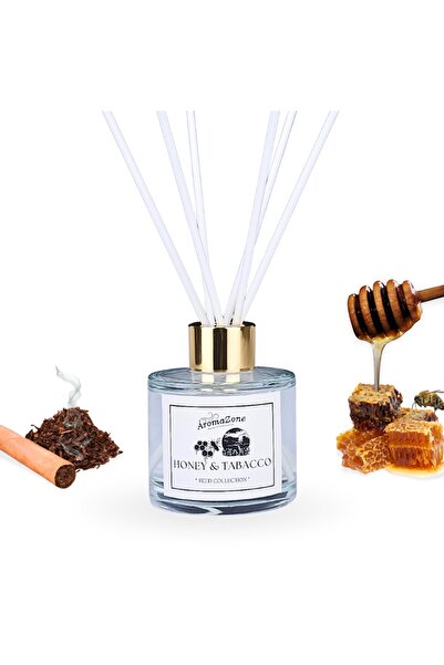 AromaZone Odorizant cu bețișoare HONEY&TABACCO, Handmade – 120g, aromă de lun...