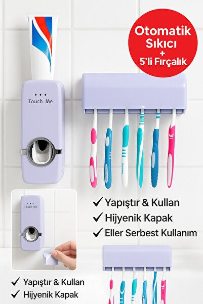 Open Home Concept Set de 5 suporturi pentru periuță de dinți cu umplere autom...