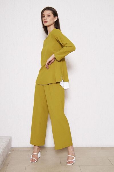 comstar Ženska tunika & Široke nogavice, pantalone maslinaste boje, dupli set