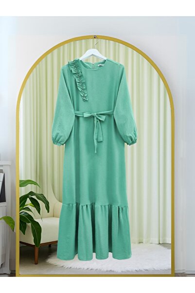 Modamorfo Φόρεμα Ayrobin με λεπτομέρεια από πέτρα με βολάν και φούστα με ζώνη - Çağla Y.