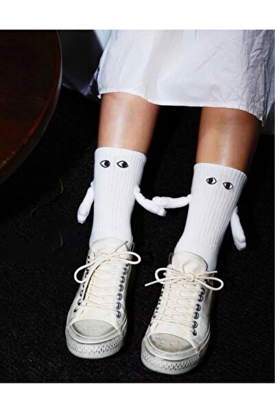 OEM Magnetic Hand-Holding Socks for Couples, 36-42, Xevo, White, Couple Gift, Christmas, Set of 2 Pairs